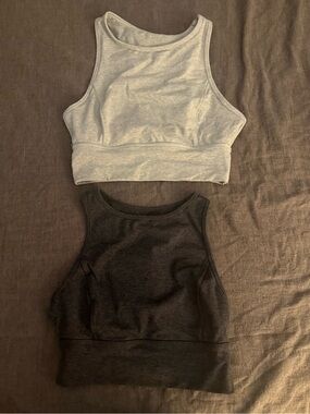 Joy Lab High Neck Crop Tank Top - Gray and Black
